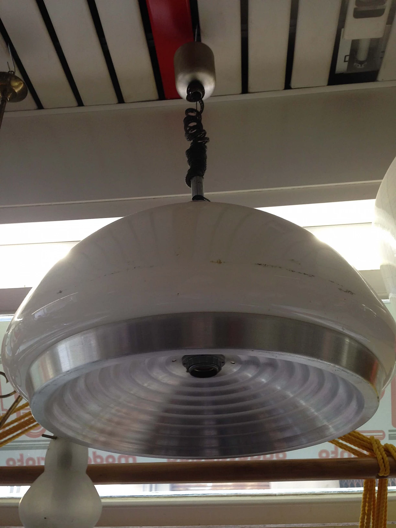 Lampada da soffitto in perspex e metallo,  anni '70 1062664