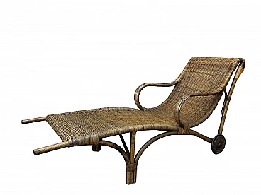 Chaise-longue fiorentina in rattan, anni '60