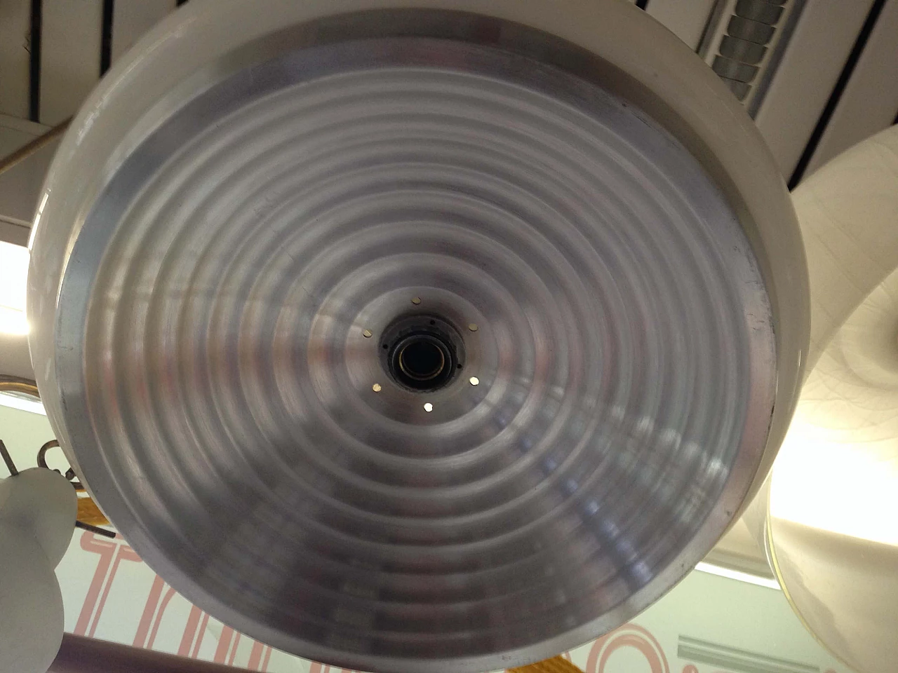 Lampada da soffitto in perspex e metallo,  anni '70 1062665