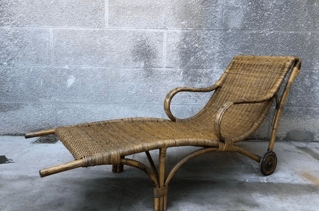 Chaise-longue fiorentina in rattan, anni '60 8