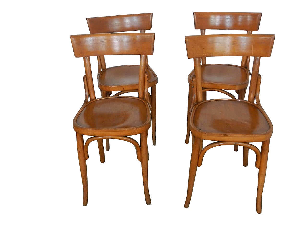 4 Chairs in curved beech, 1950s 1062903