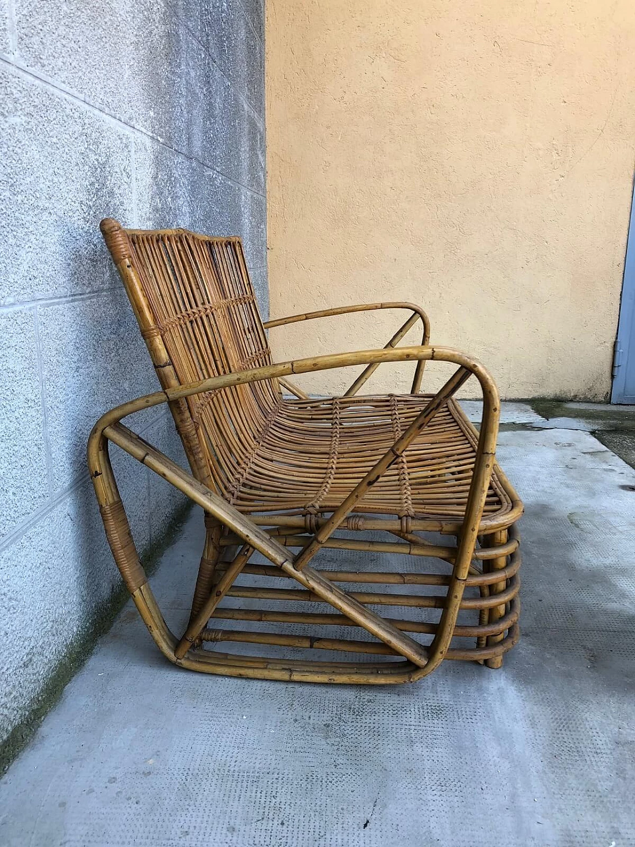 Sofá in giunco e rattan di Emilio Paoli Firenze, anni '60 3