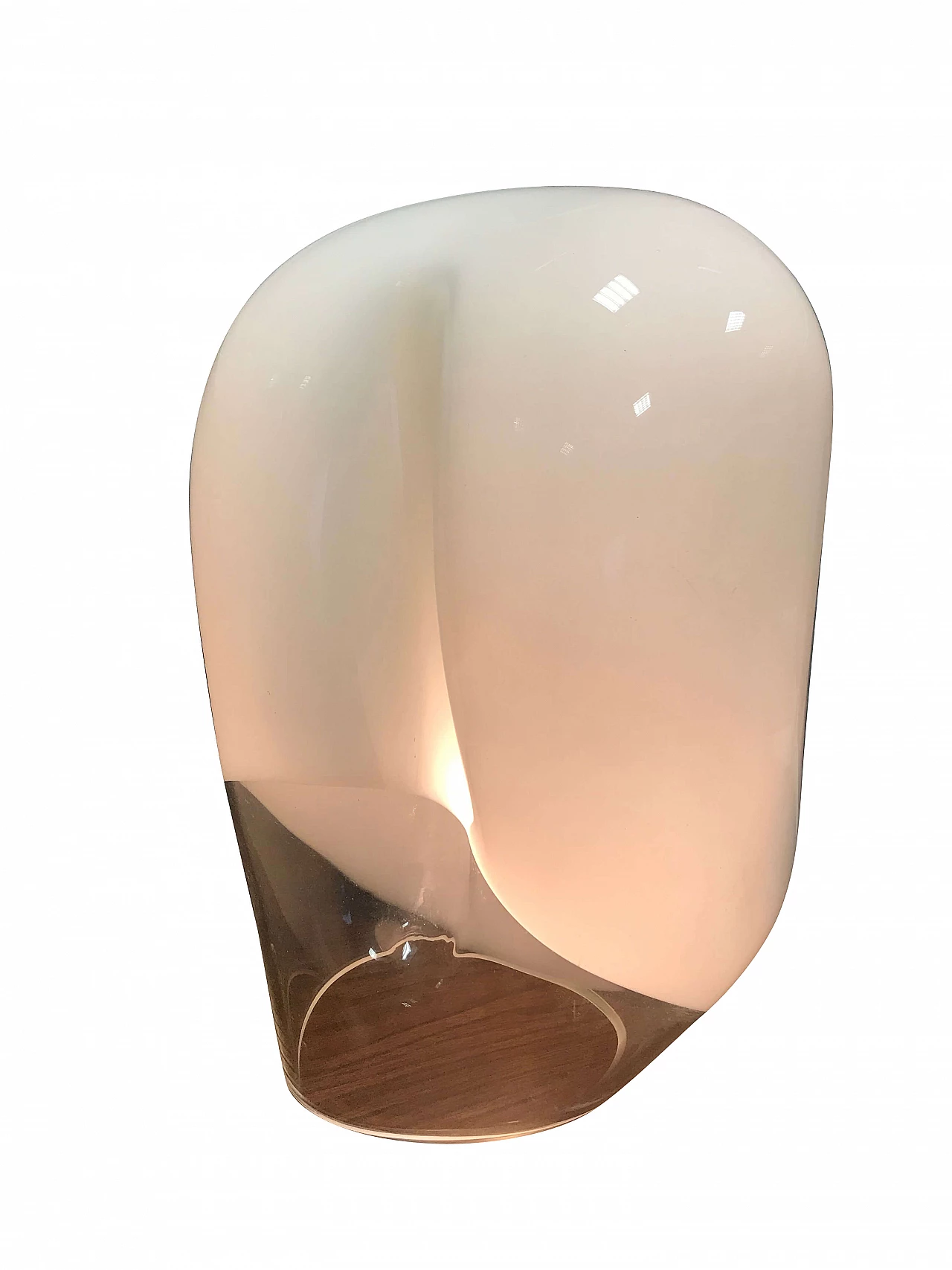 Lampada da tavolo in vetro di Murano, Luciano Vistosi, bianco e trasparente 1062959