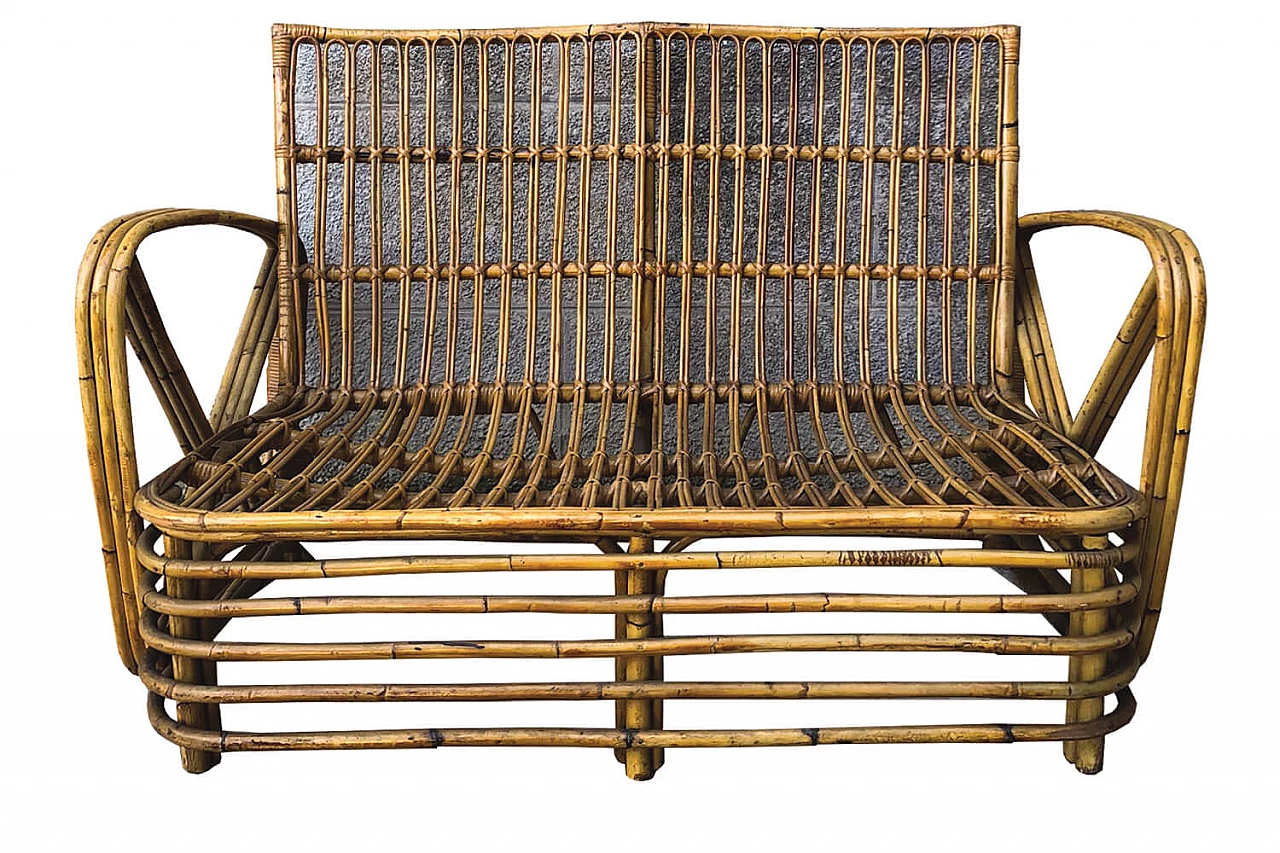 Sofá in giunco e rattan di Emilio Paoli Firenze, anni '60 6