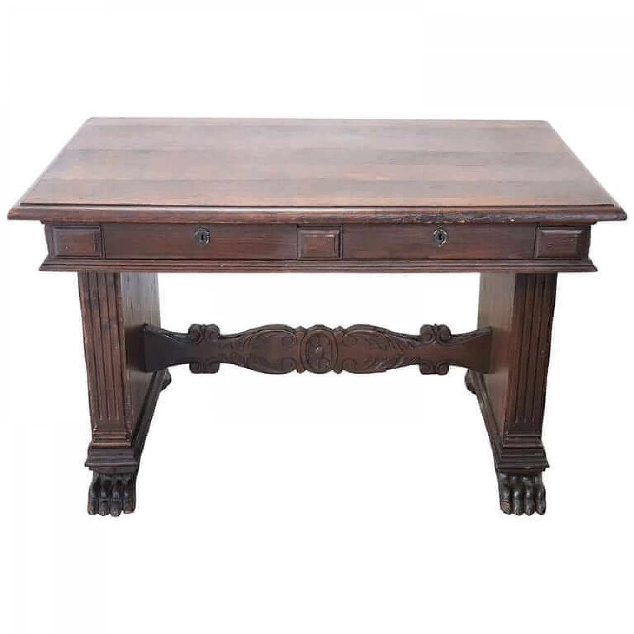 Antique desk in carved oak Renaissance style early 20th century 1063045