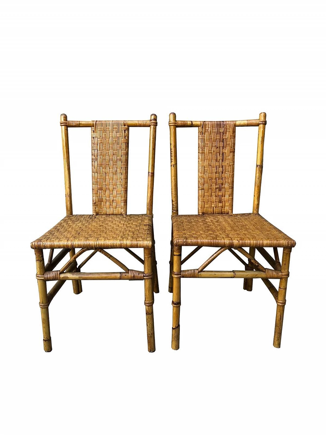 2 sedie in rattan by Emilio Paoli Firenze , anni '60 1