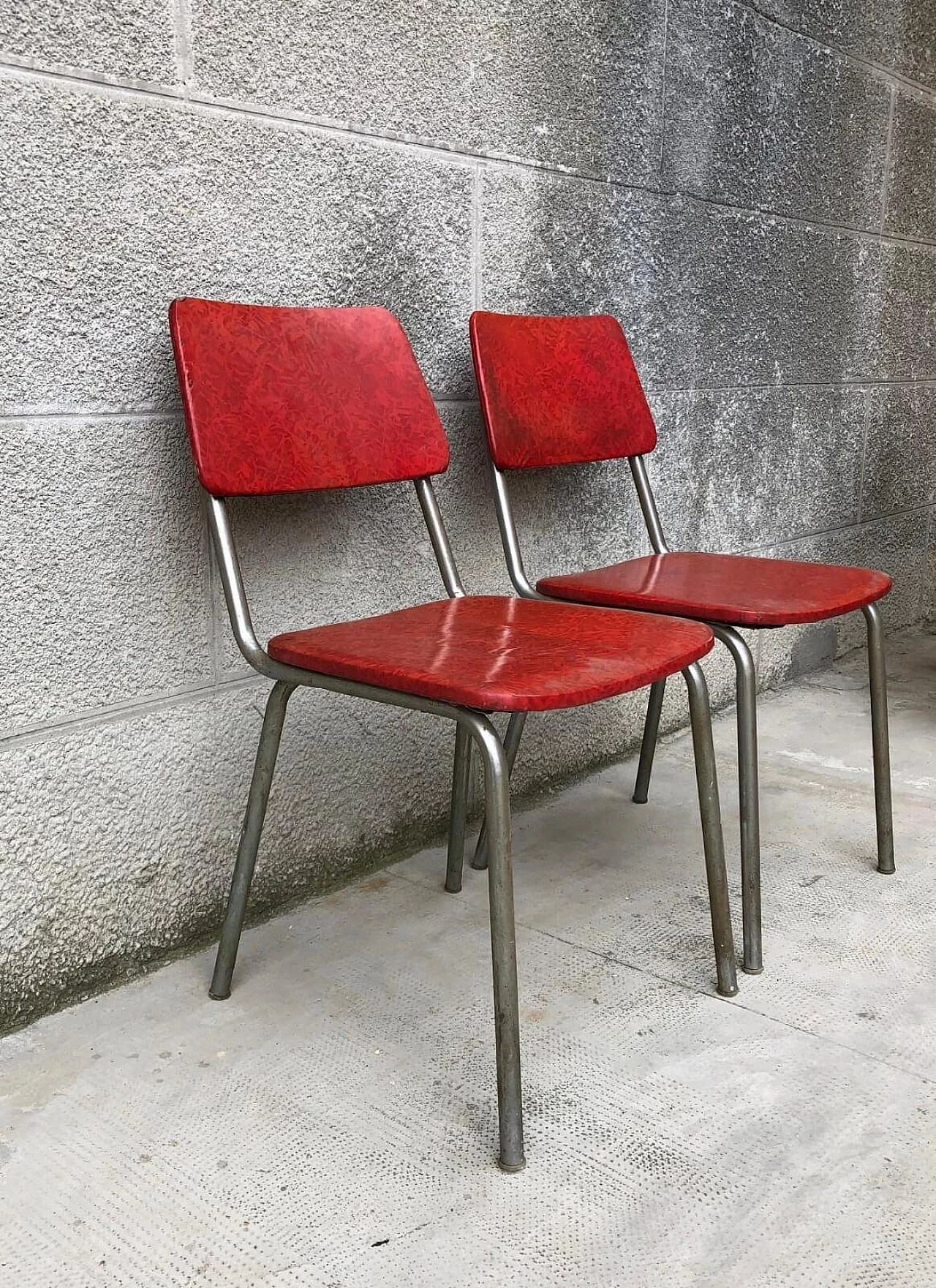 2 sedie da cucina rosse vintage American style, anni '60 2