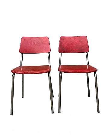 Red vintage American style kitchen chairs, 60's