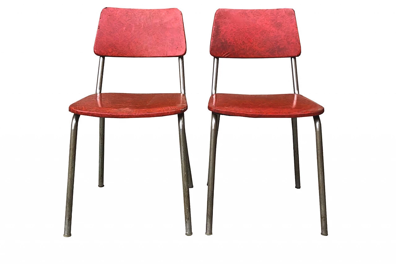Red vintage "American style" kitchen chairs, 60's 5