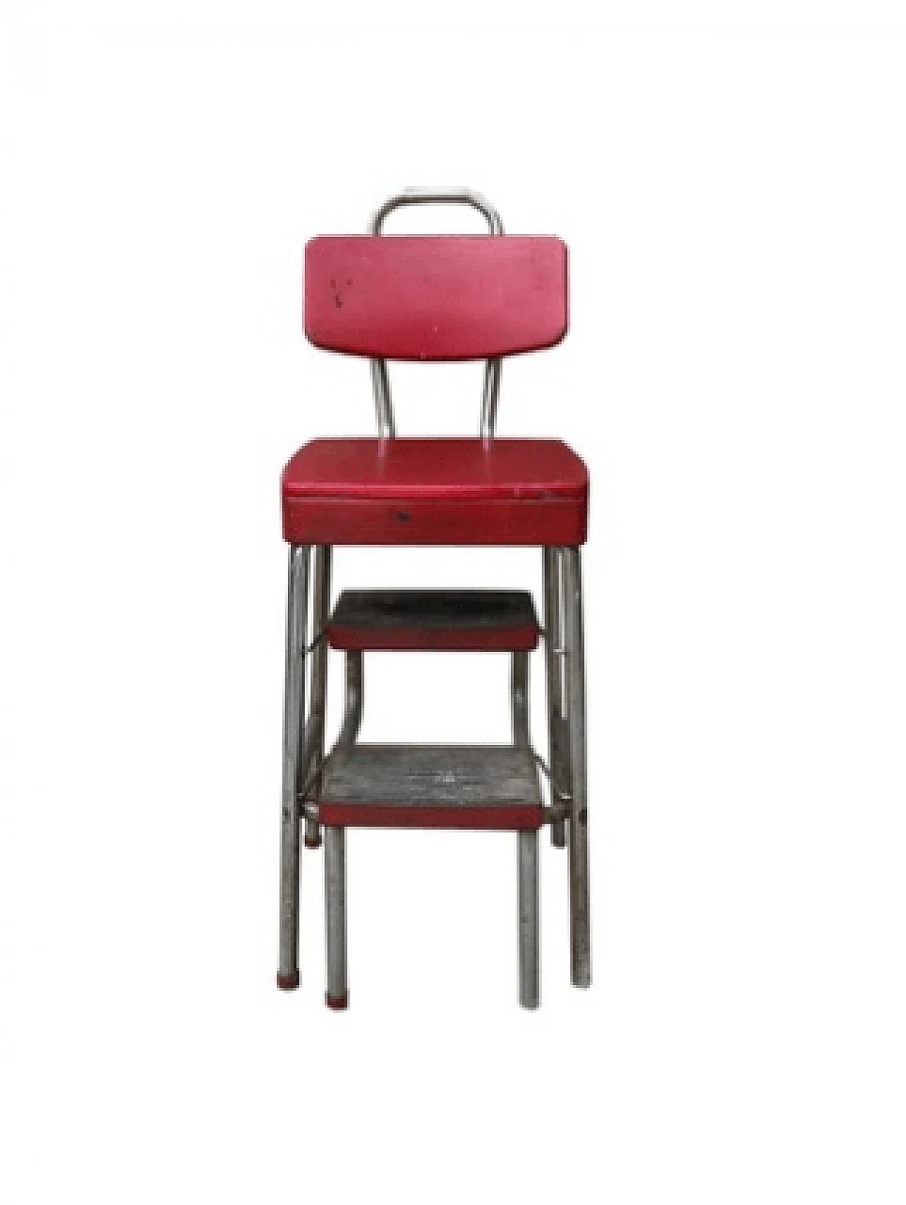 Sgabello rosso con scala "American style" , anni '60 1