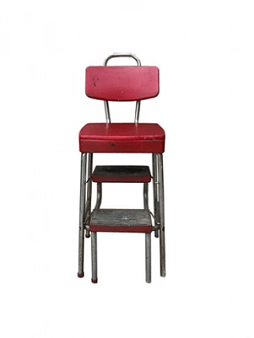 Sgabello rosso con scala American style , anni '60