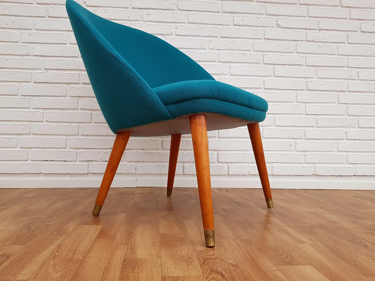 Danish designed lounge chair, 70's, wool, completely restored 1063696