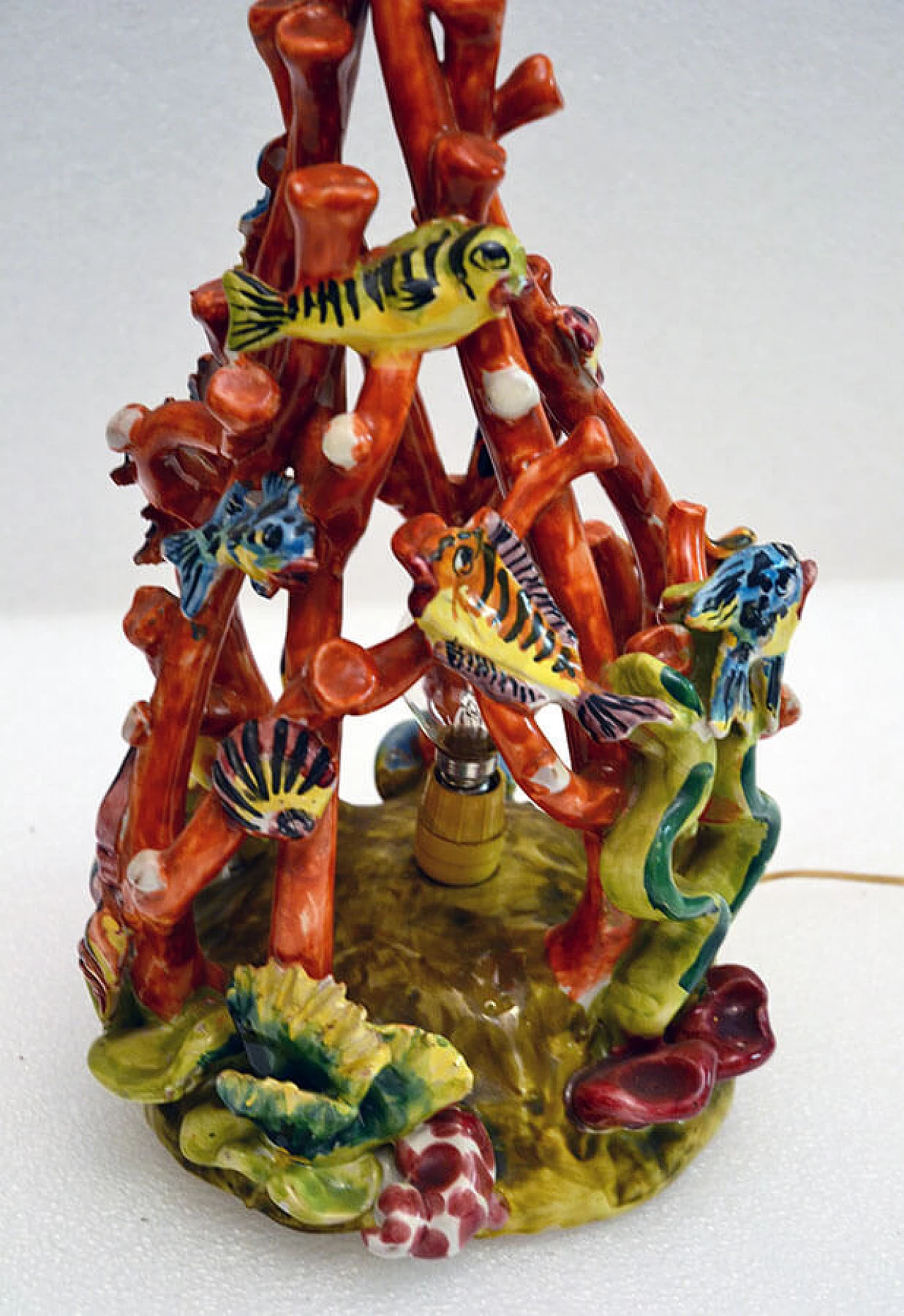 Vietri ceramic sculpture/lamp depicting coral and fishes, Italy, 60s 1063733