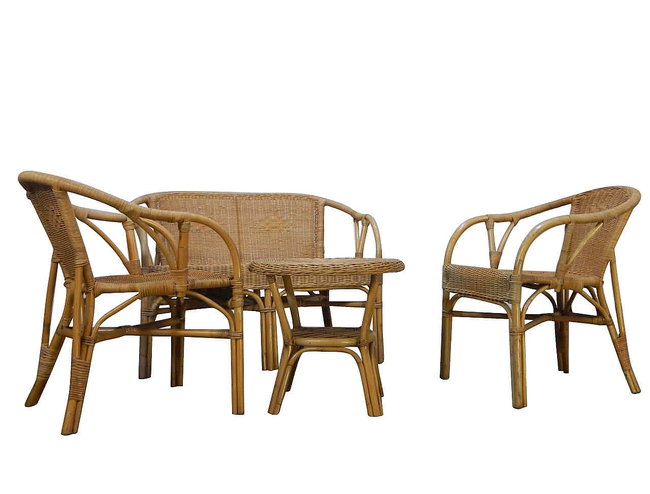 Rattan wicker lounge, Italian manufacture, '60s 1063828
