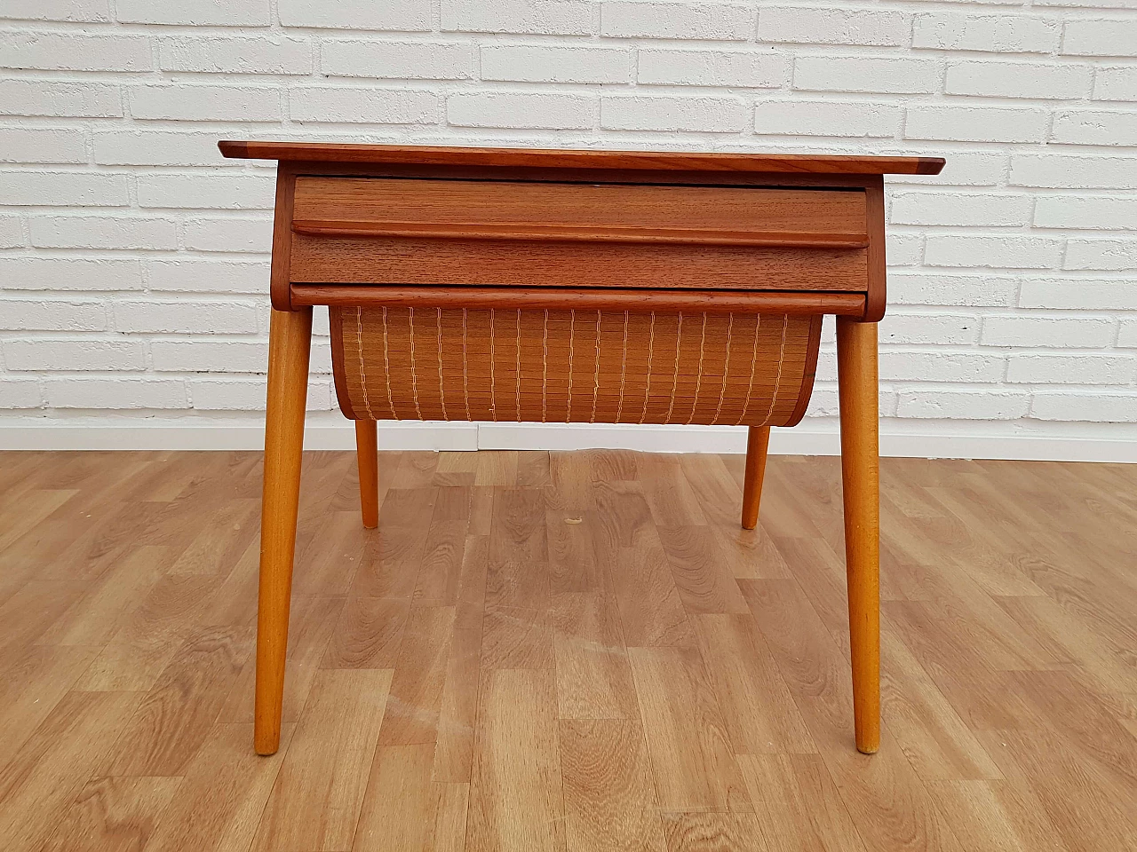 Scandinavian vintage sewing desk, teak wood, 60s 1063986