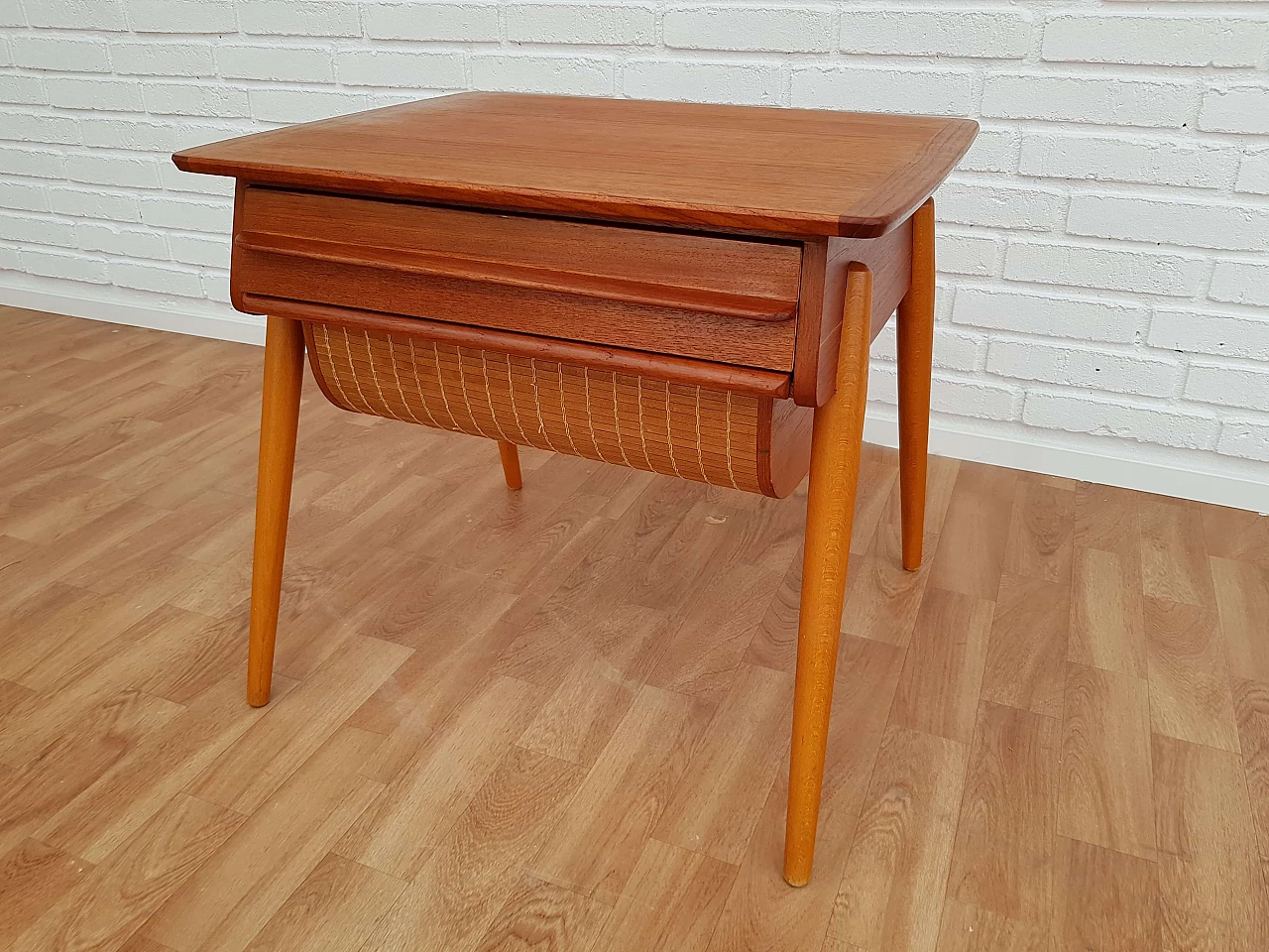 Scandinavian vintage sewing desk, teak wood, 60s 1063987