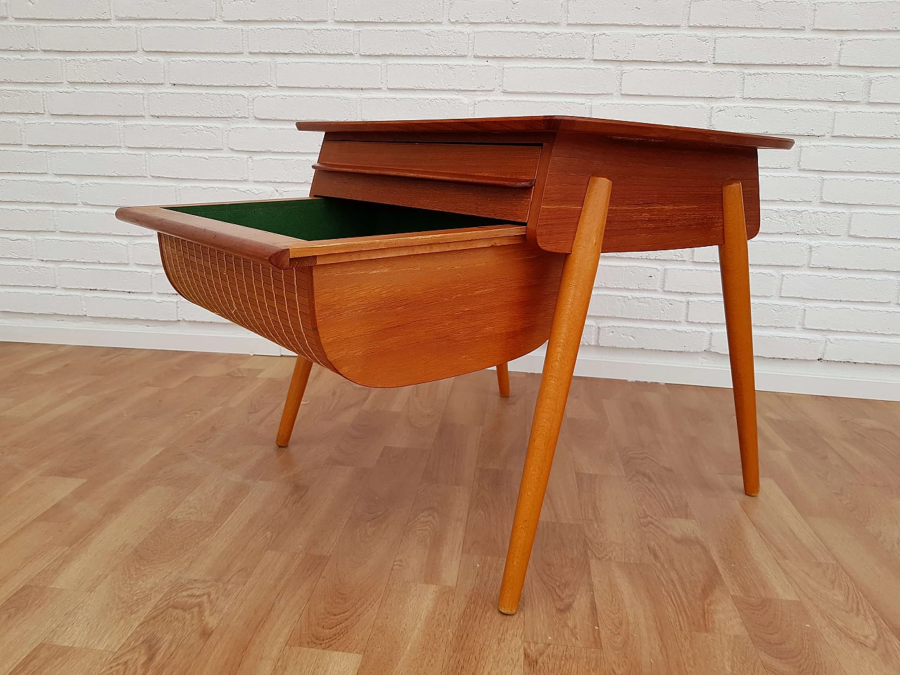 Scandinavian vintage sewing desk, teak wood, 60s 1063990