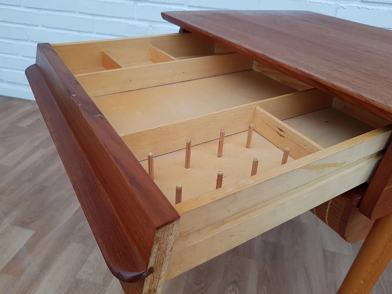 Scandinavian vintage sewing desk, teak wood, 60s 1063993