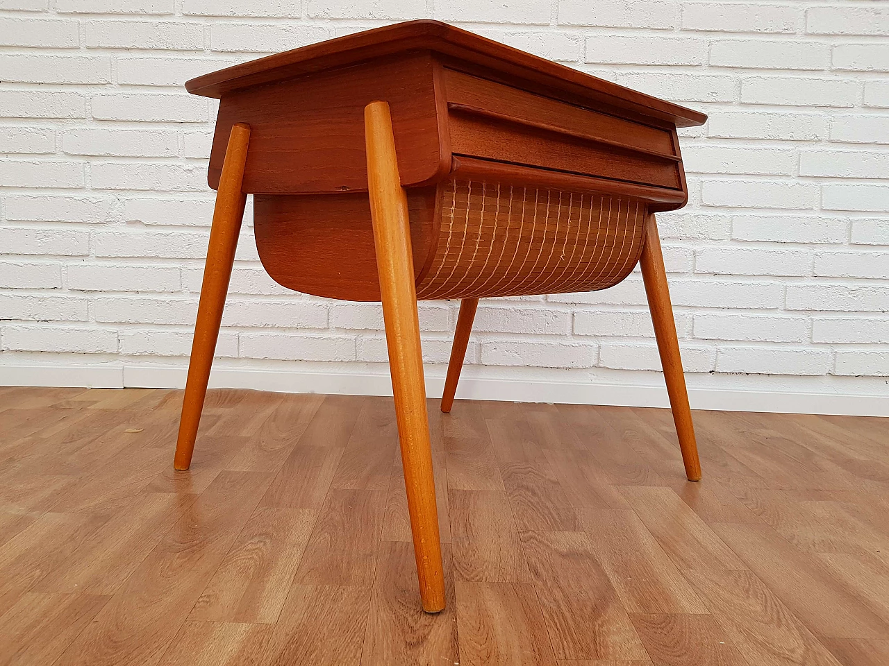 Scandinavian vintage sewing desk, teak wood, 60s 1063995