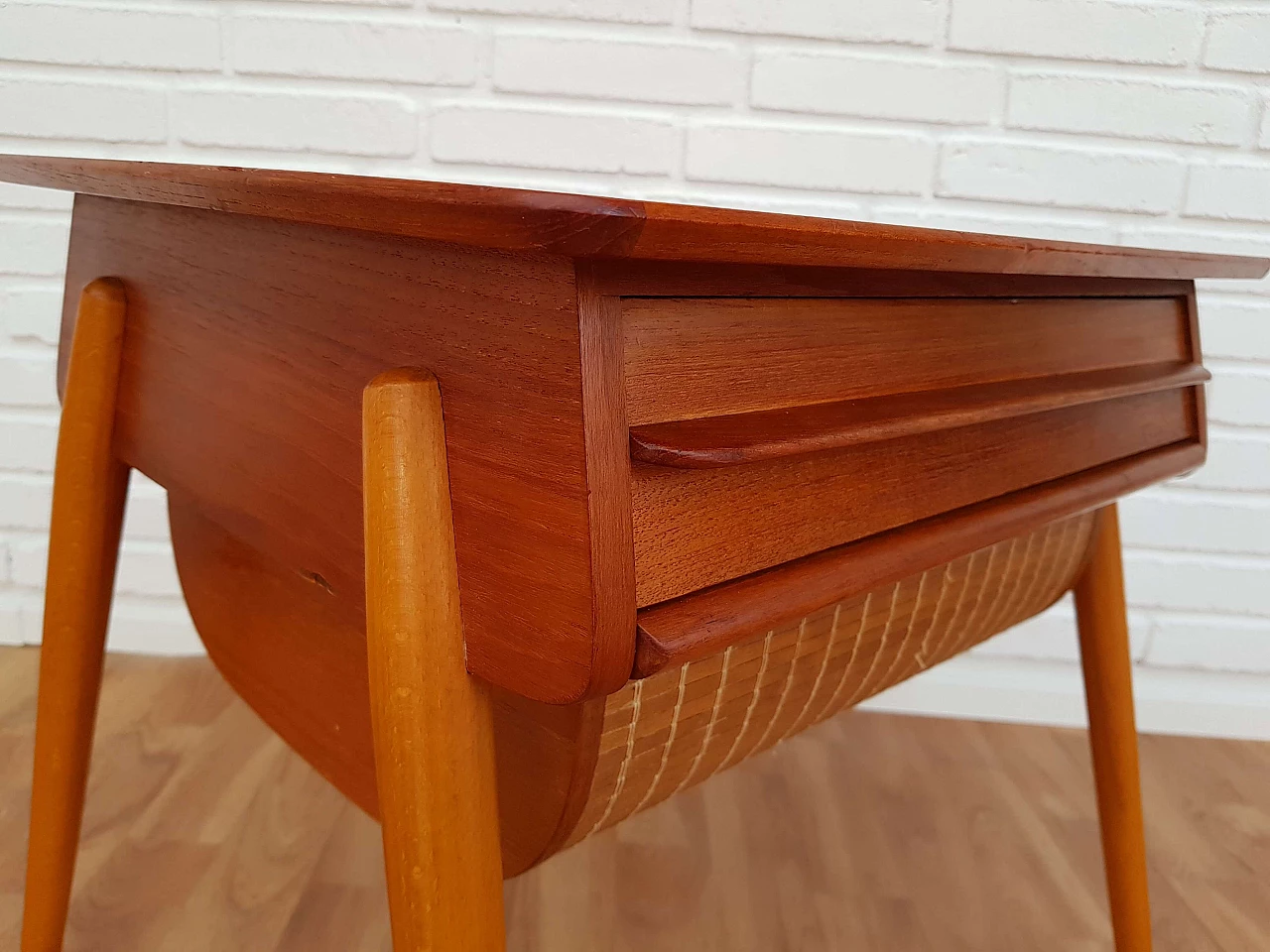 Scandinavian vintage sewing desk, teak wood, 60s 1063997