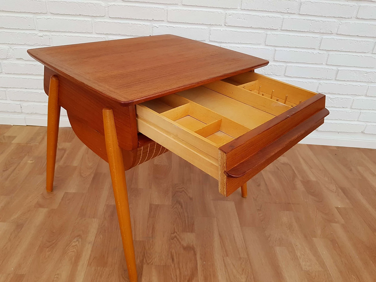 Scandinavian vintage sewing desk, teak wood, 60s 1063998