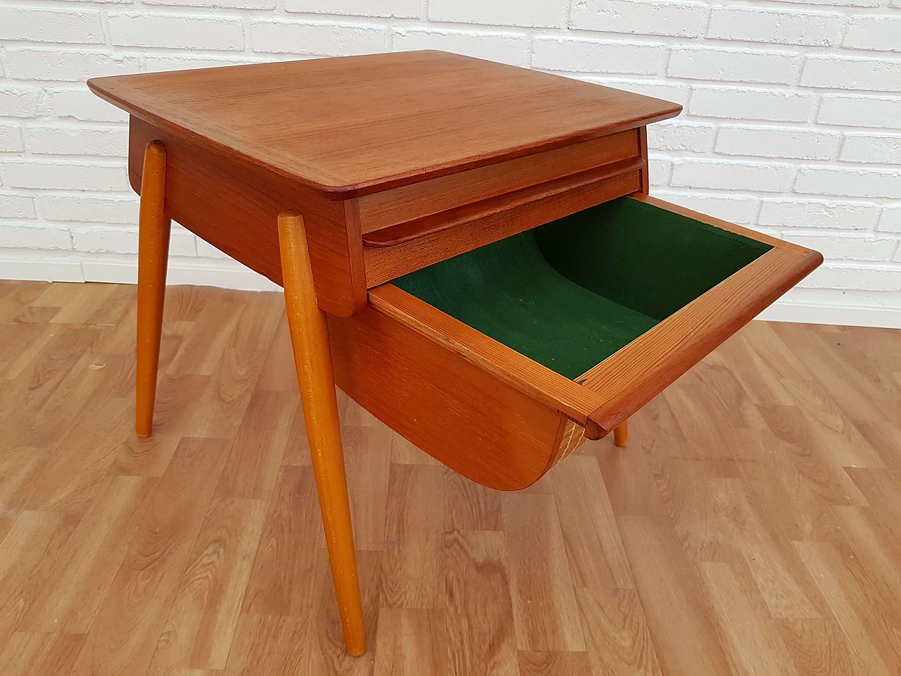 Scandinavian vintage sewing desk, teak wood, 60s 1063999