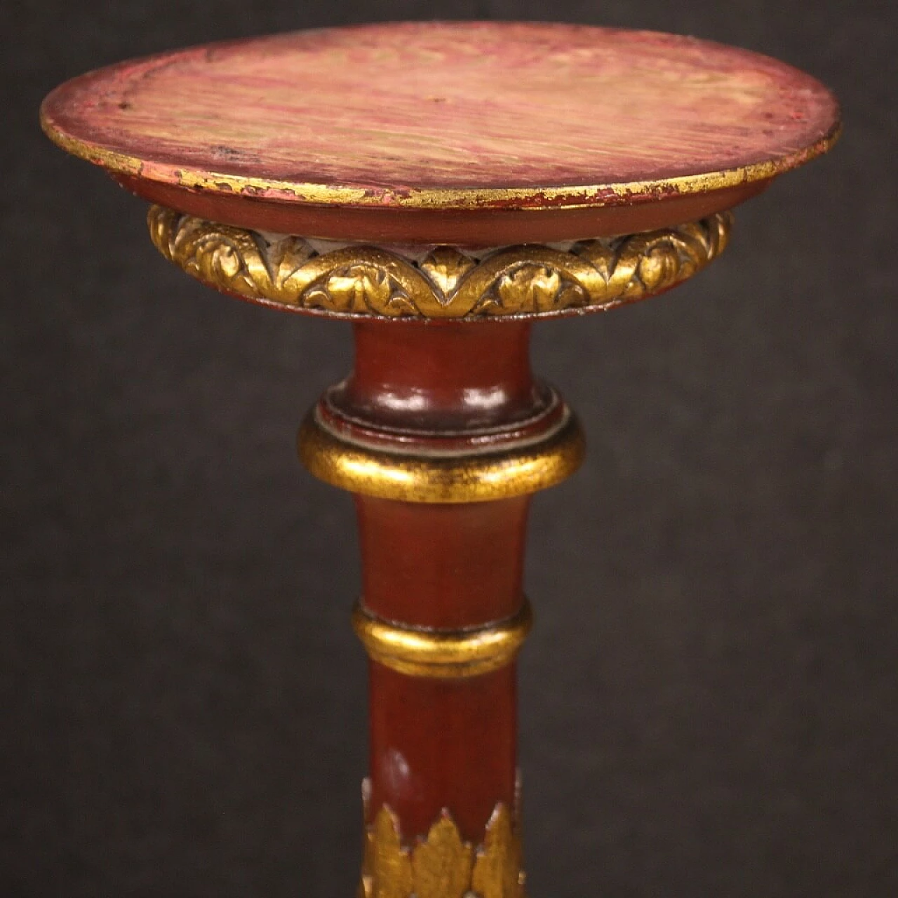Italian candle holder in lacquered and gilded wood 1064141