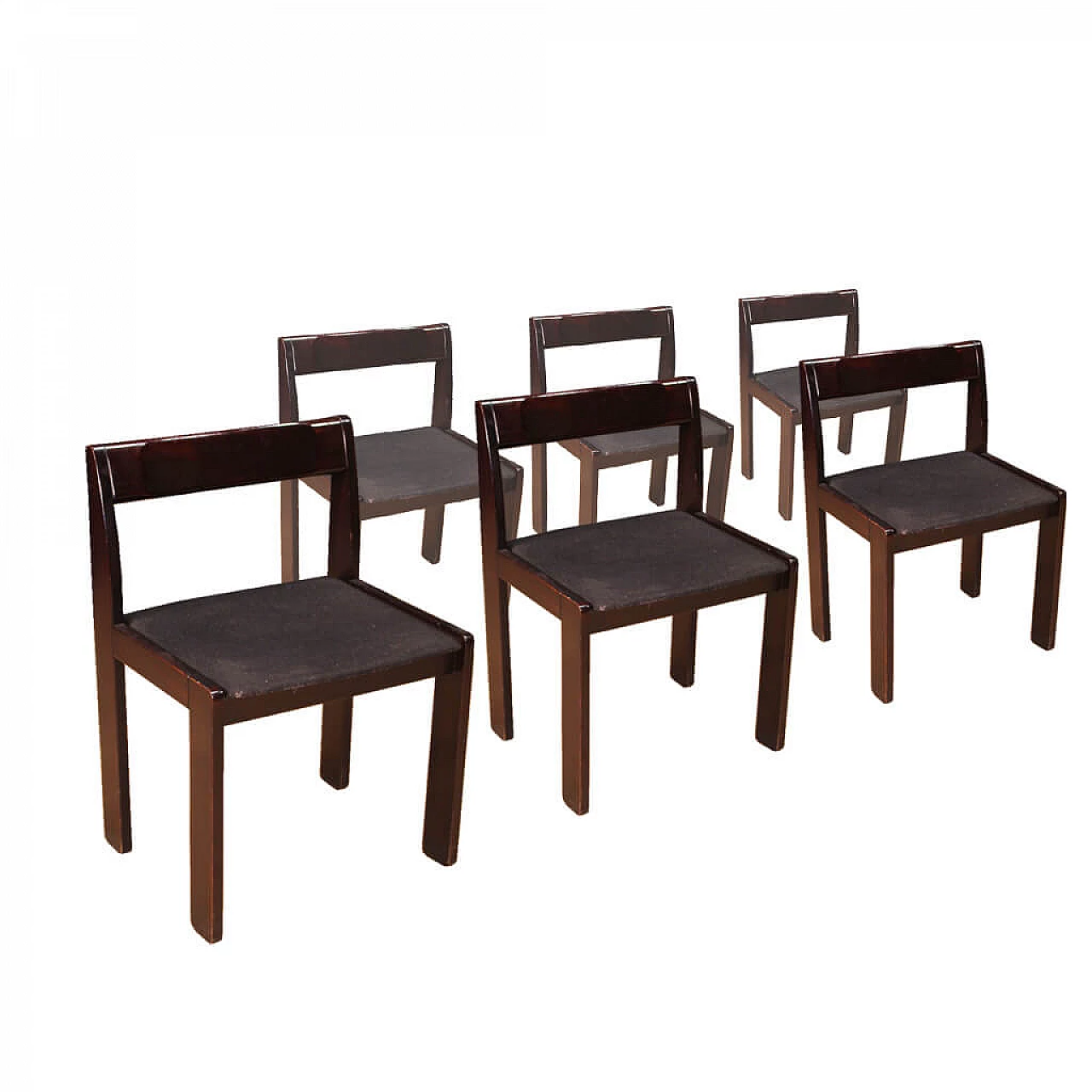 Six Italian designer chairs in mahogany wood 1064168