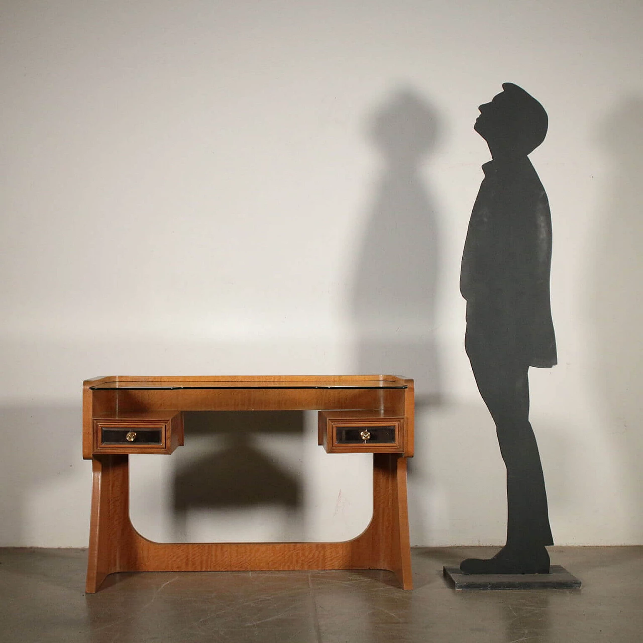 Mahogany dressing table with smoked glass top, Italy, 50s 1064205