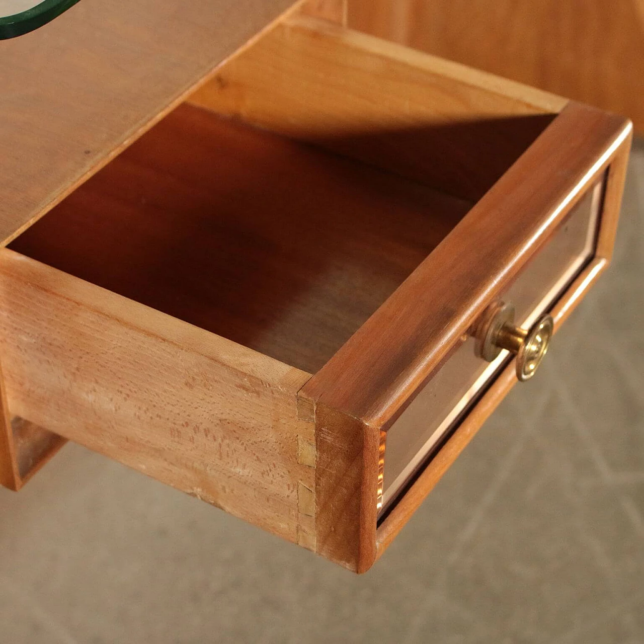 Mahogany dressing table with smoked glass top, Italy, 50s 1064207