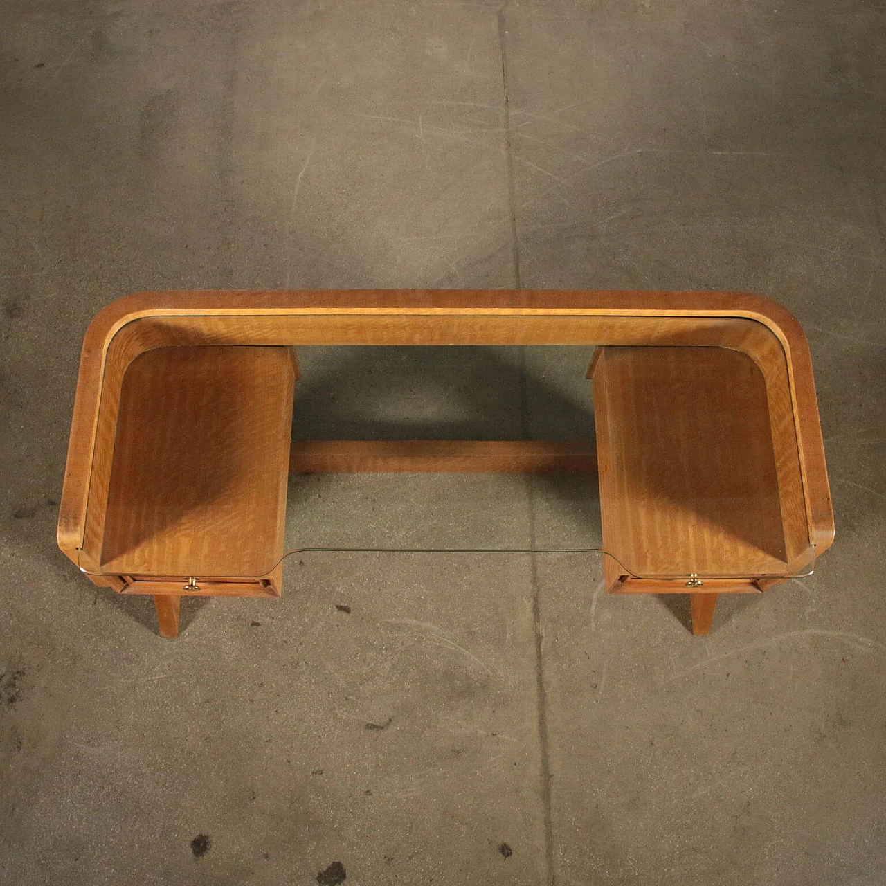 Mahogany dressing table with smoked glass top, Italy, 50s 1064210