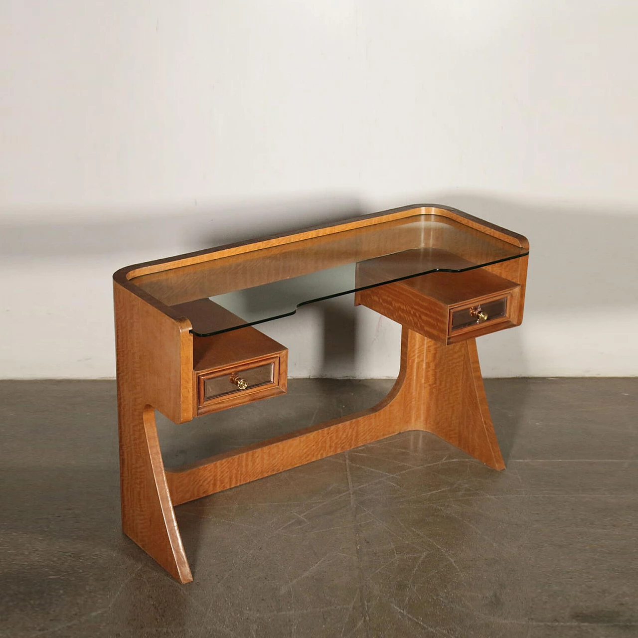 Mahogany dressing table with smoked glass top, Italy, 50s 1064215