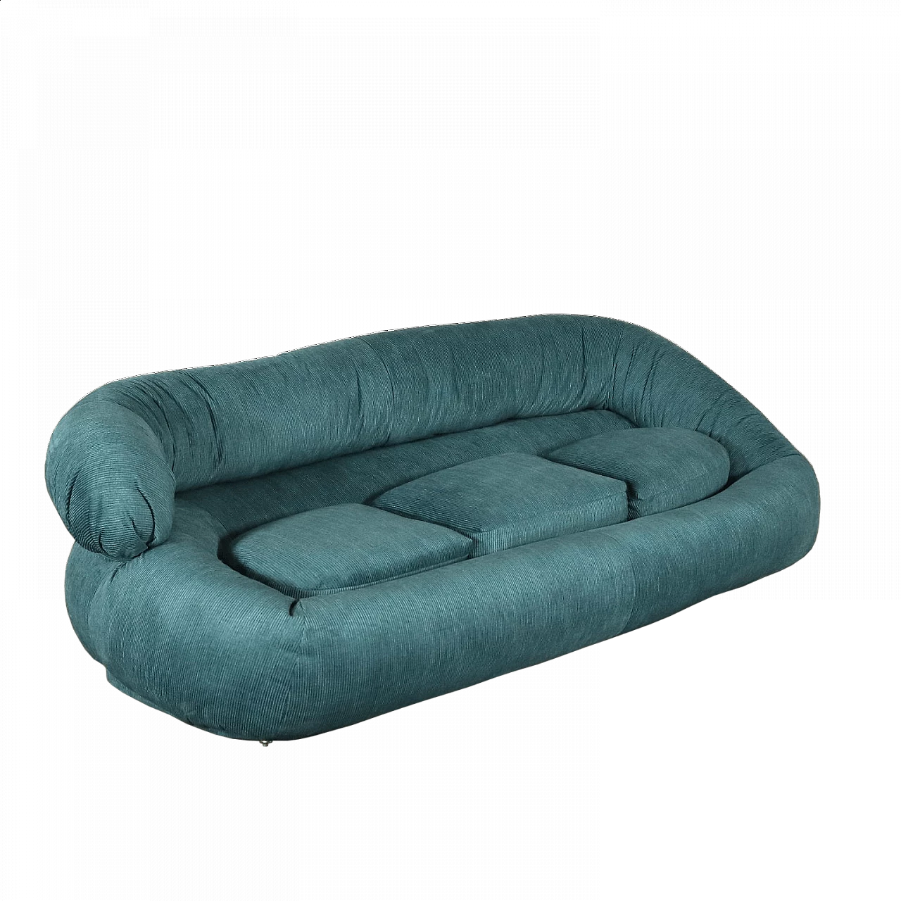 Vintage blue velvet and foam sofa, Italy, 70s 1064227