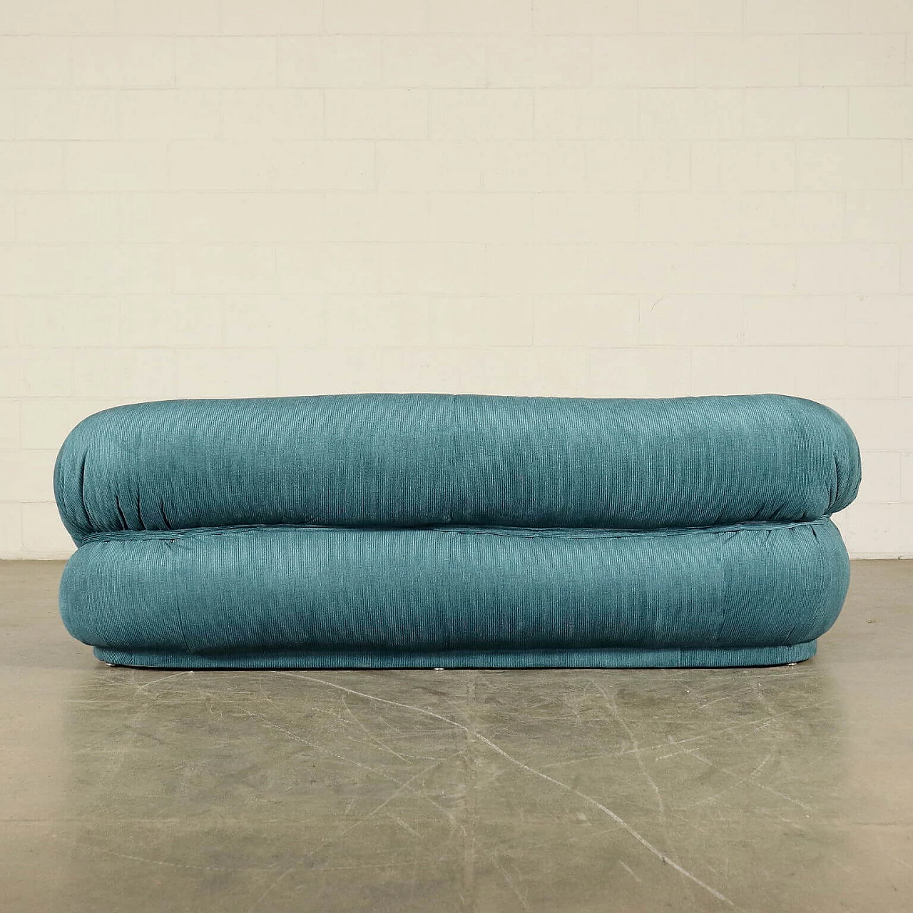 Vintage blue velvet and foam sofa, Italy, 70s 1064233