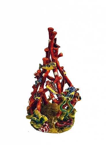 Ceramiche Vietri lampada scultura corallo, anni '60