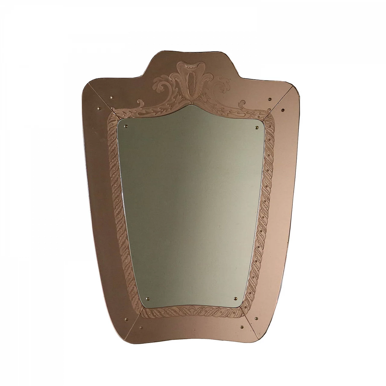 Wall mirror in decorated mirrored frame, Italy, 50s 1064251