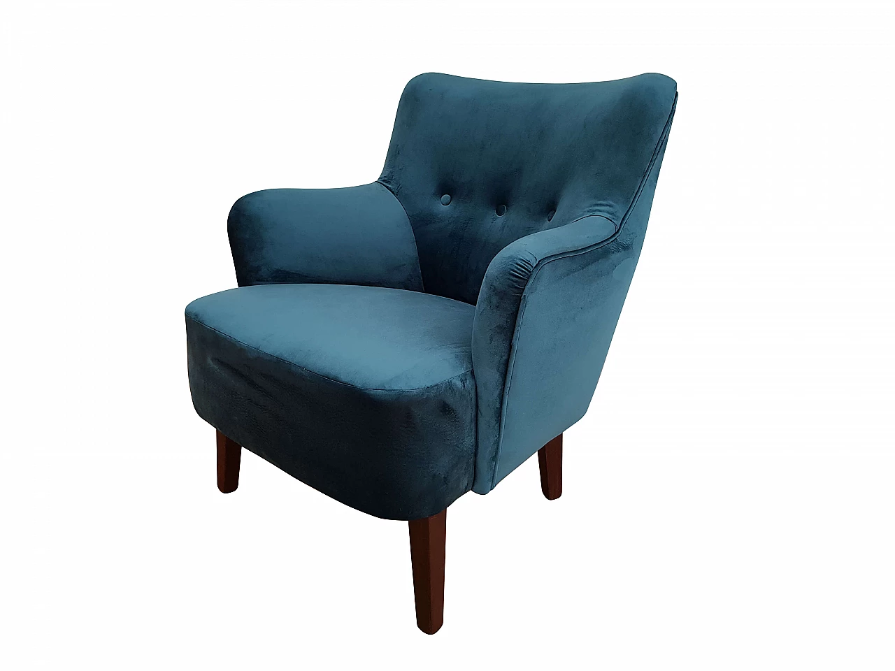 Danish designed armchair, velour, 70's, completely restored 1064634