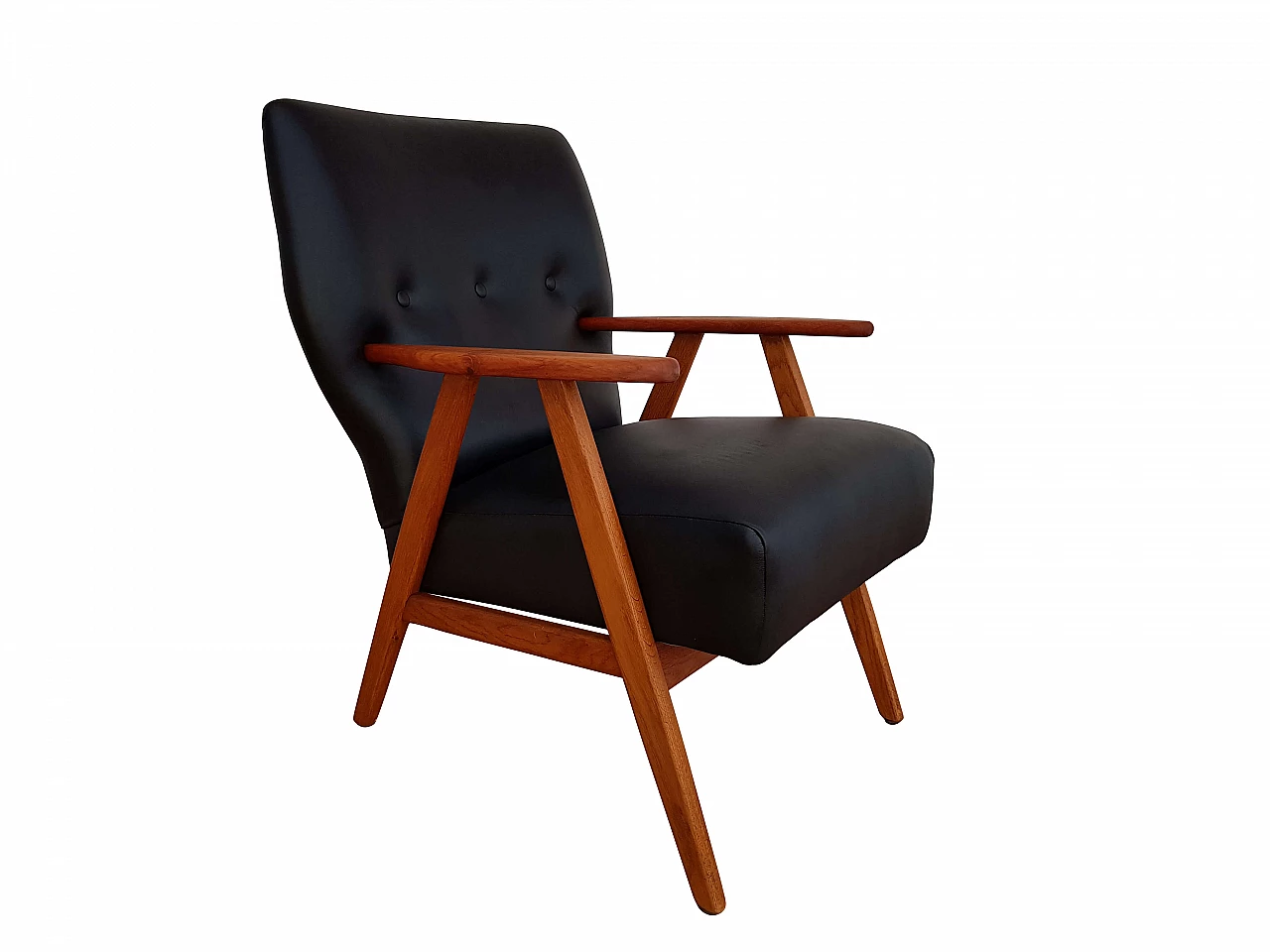 Danish designed armchair, 60's, teak wood, leather 1064635