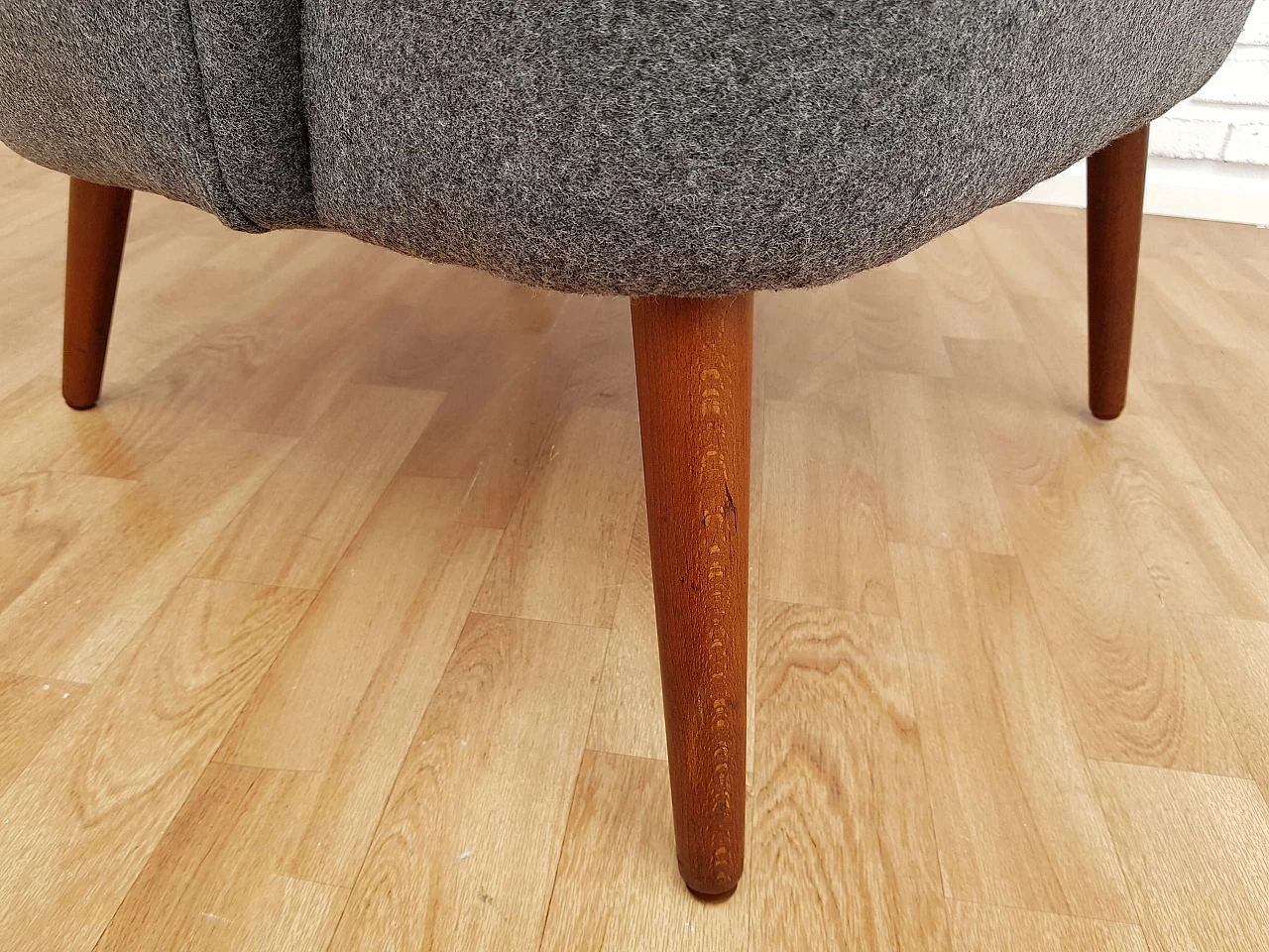 Danish armchair, 60s, wool, teak wood, completely restored 1064706