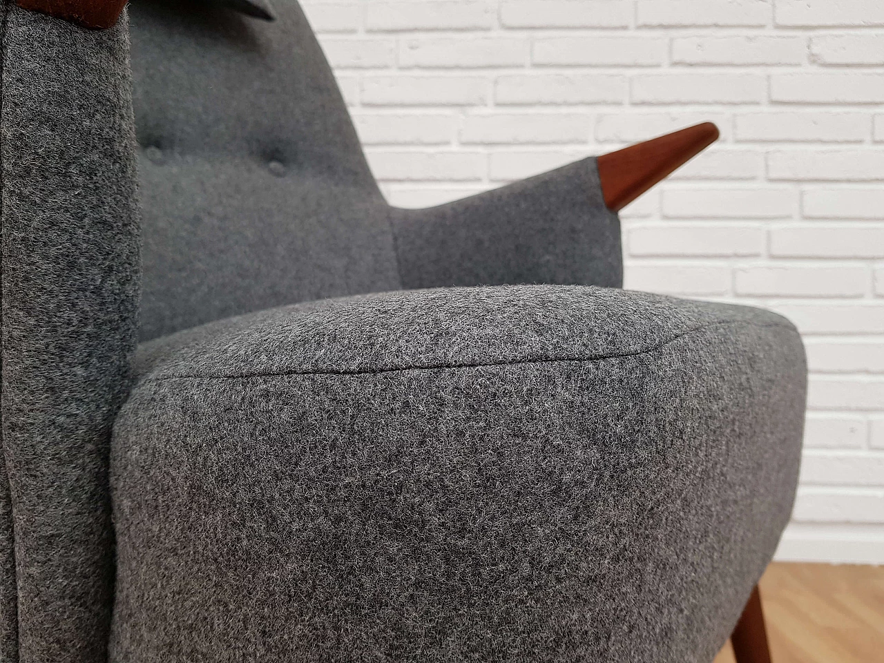Danish armchair, 60s, wool, teak wood, completely restored 1064707