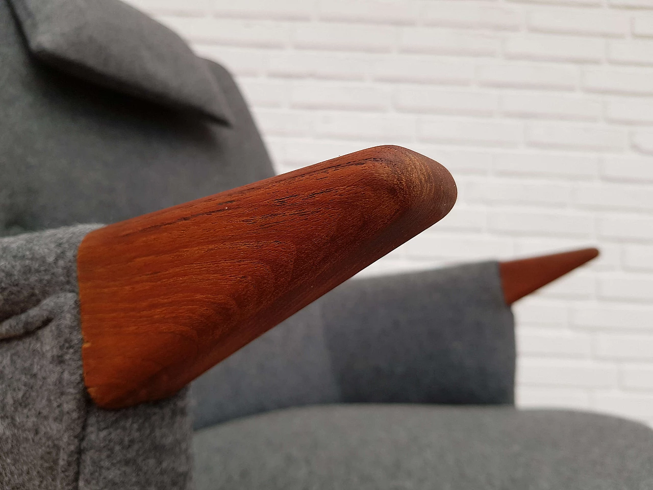Danish armchair, 60s, wool, teak wood, completely restored 1064708