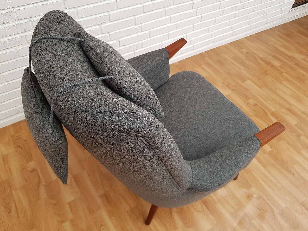Danish armchair, 60s, wool, teak wood, completely restored 1064712