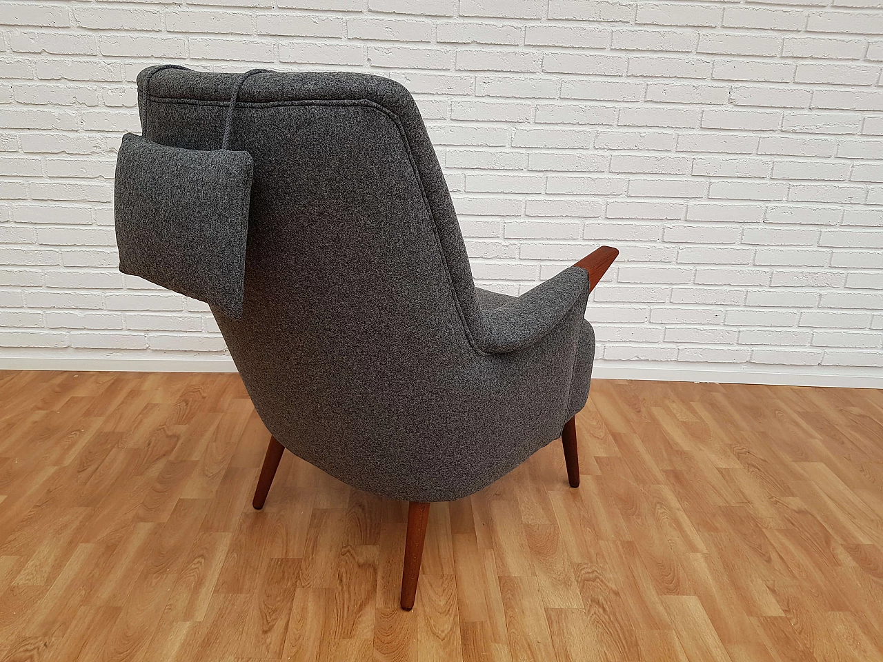 Danish armchair, 60s, wool, teak wood, completely restored 1064713