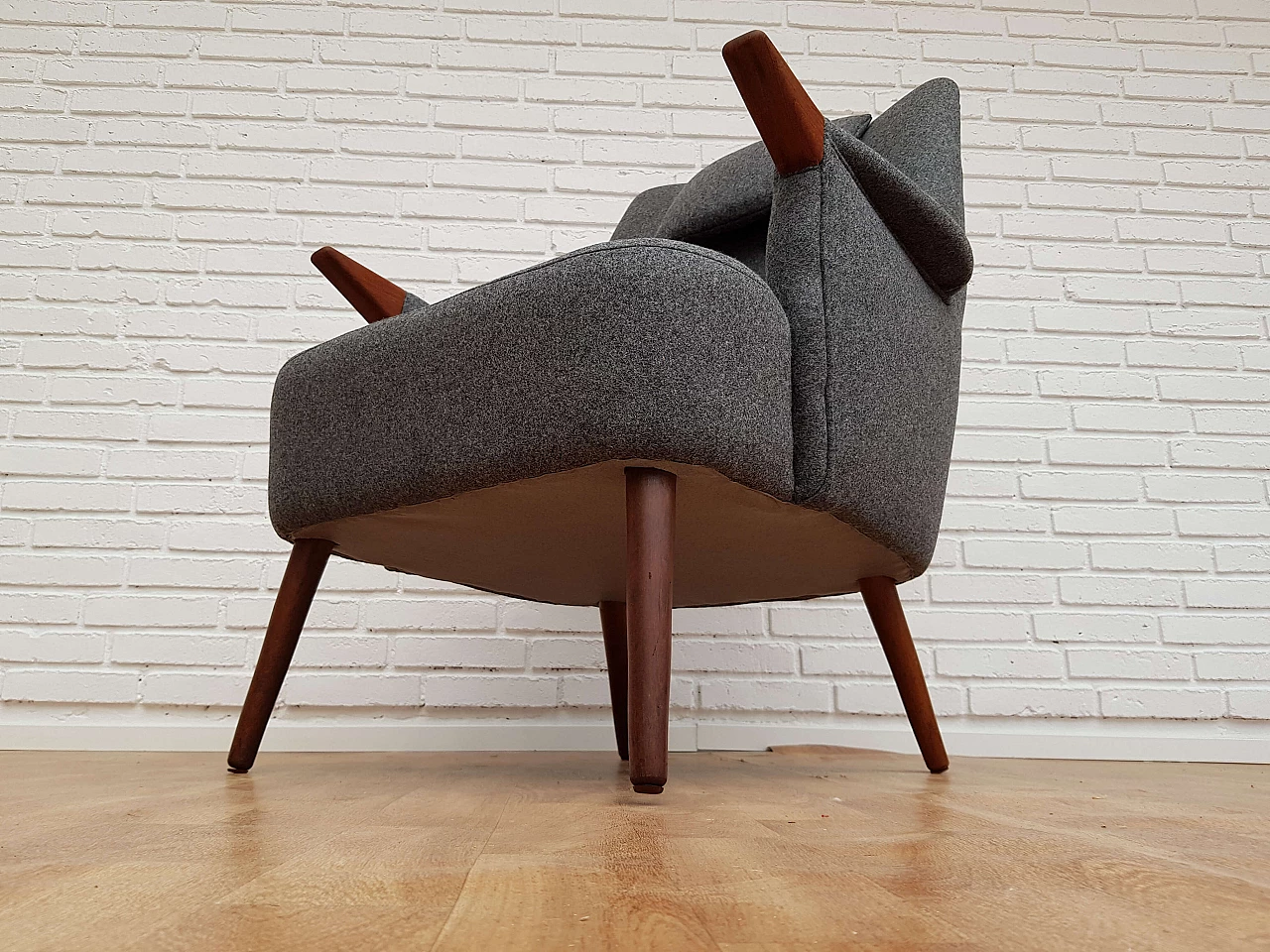 Danish armchair, 60s, wool, teak wood, completely restored 1064719