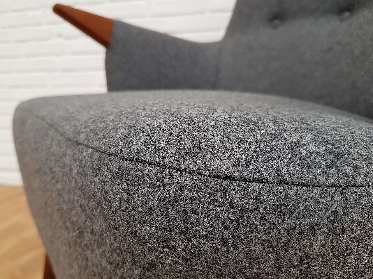 Danish armchair, 60s, wool, teak wood, completely restored 1064720