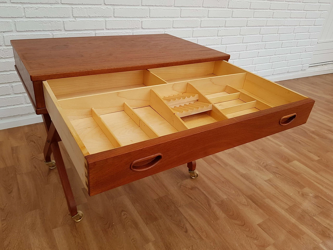Vintage Danish sewing table, teak wood, 60s 1064735