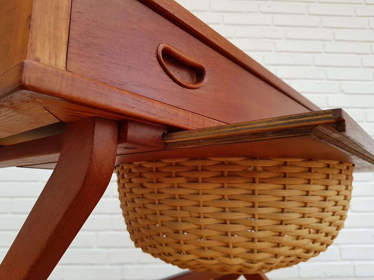 Vintage Danish sewing table, teak wood, 60s 1064738