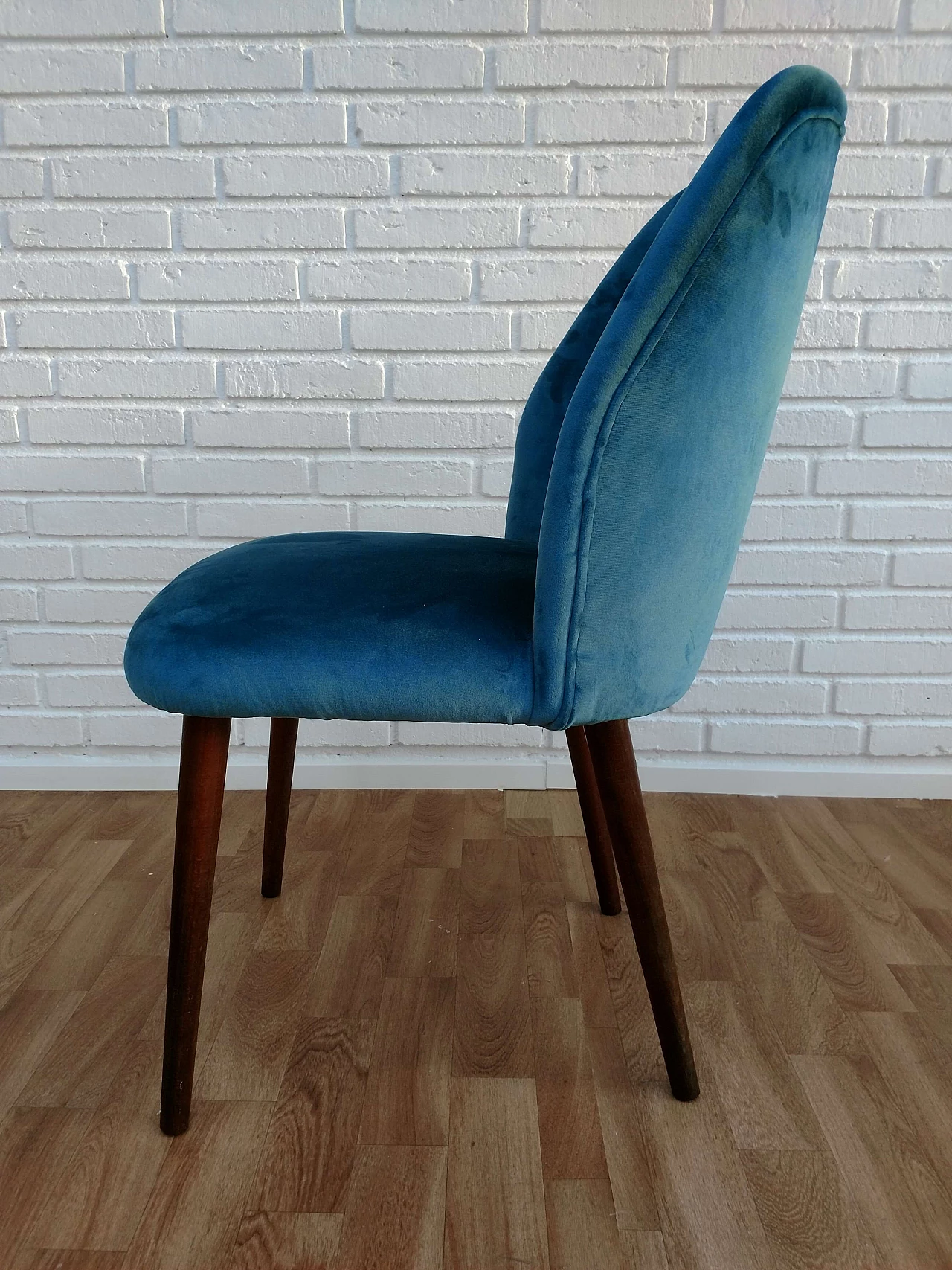 Little retro armchair, velvet, stained beech legs, 60s 1064771