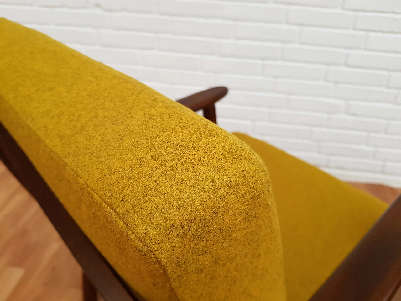 Danish armchairs, loose cushions, wool fabric, 70s 1064828