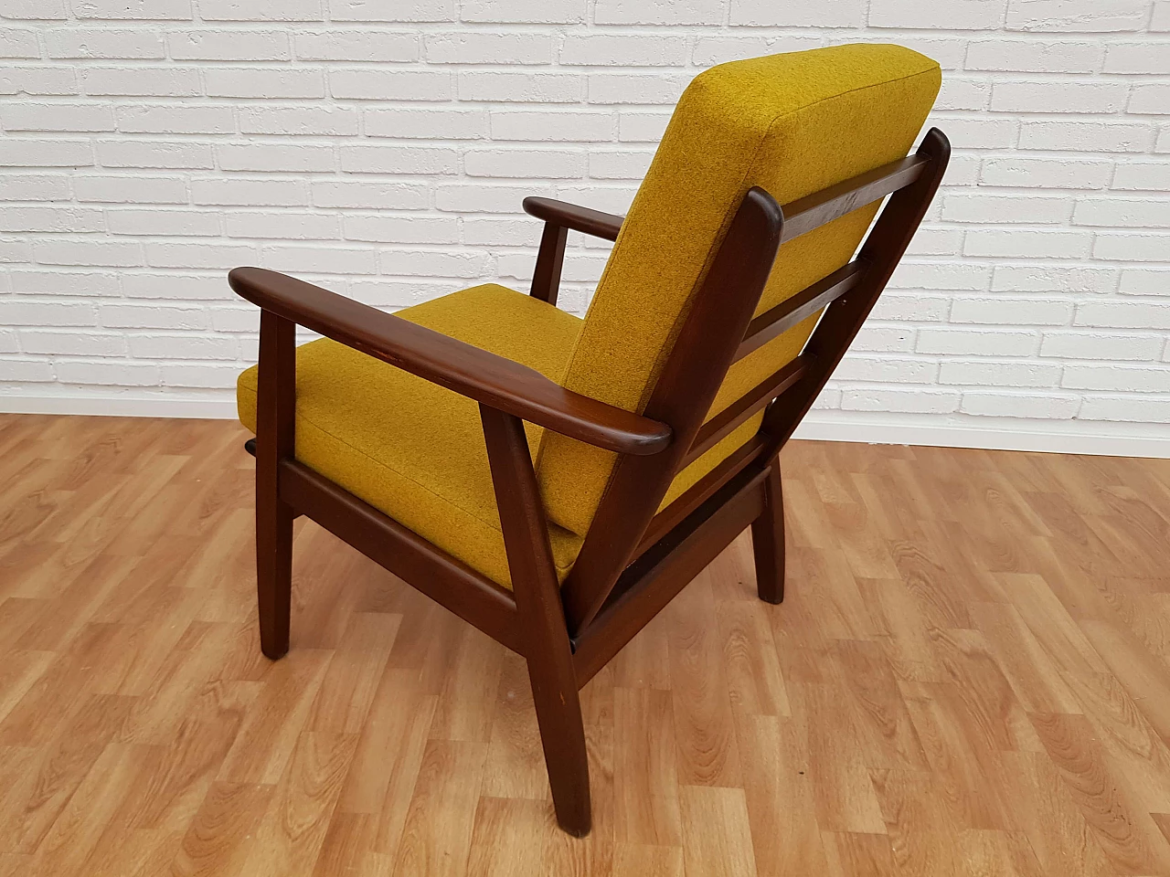 Danish armchairs, loose cushions, wool fabric, 70s 1064833